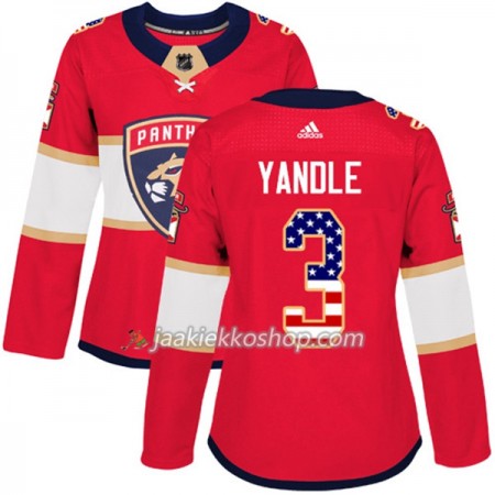 Nainen NHL Florida Panthers Pelipaita Keith Yandle 3 Adidas 2017-2018 Punainen USA Flag Fashion Authentic